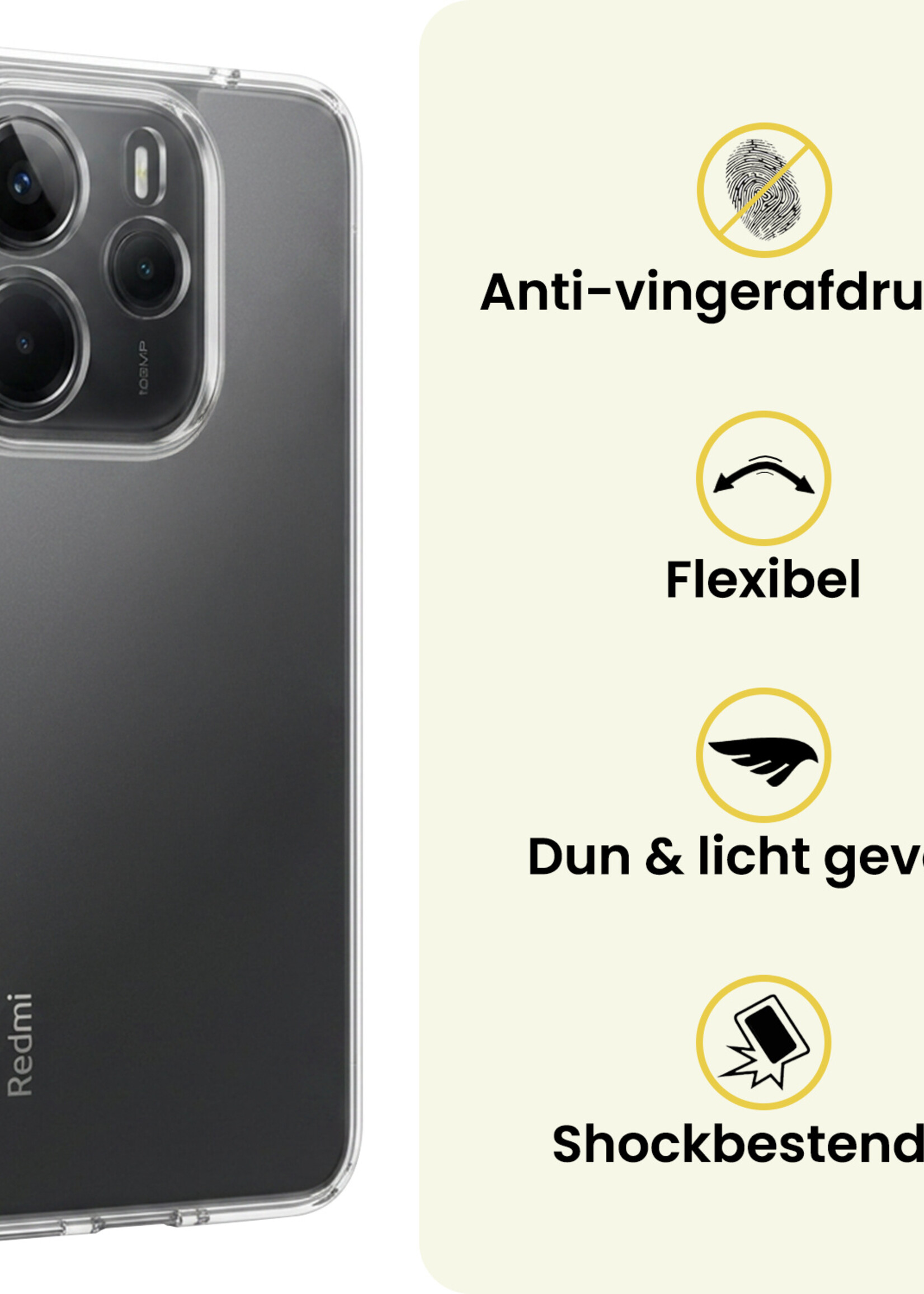 LUQ LUQ Xiaomi Redmi Note 14 5G Hoesje Siliconen - Transparant
