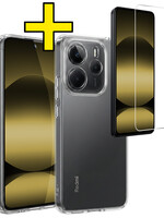LUQ LUQ Xiaomi Redmi Note 14 5G Hoesje Siliconen Met Screenprotector - Transparant