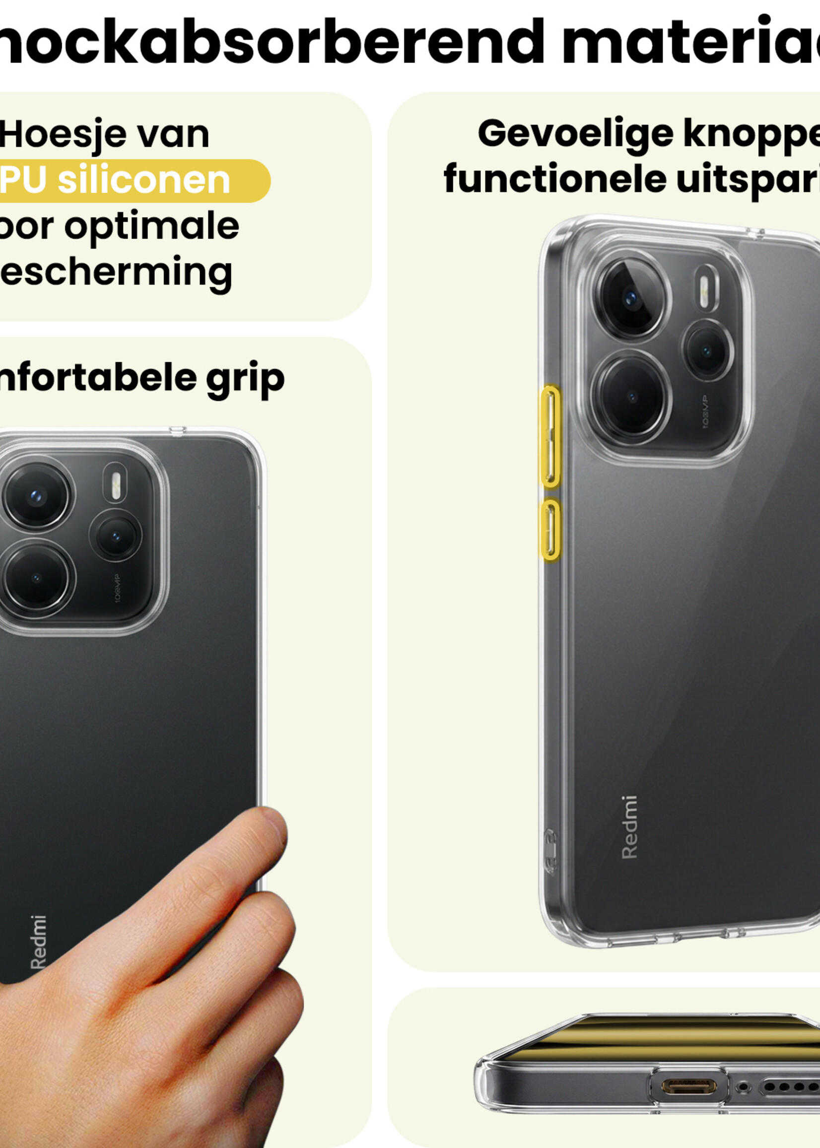 LUQ LUQ Xiaomi Redmi Note 14 5G Hoesje Siliconen Met Screenprotector - Transparant