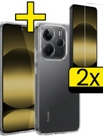 LUQ LUQ Xiaomi Redmi Note 14 5G Hoesje Siliconen Met 2x Screenprotector - Transparant