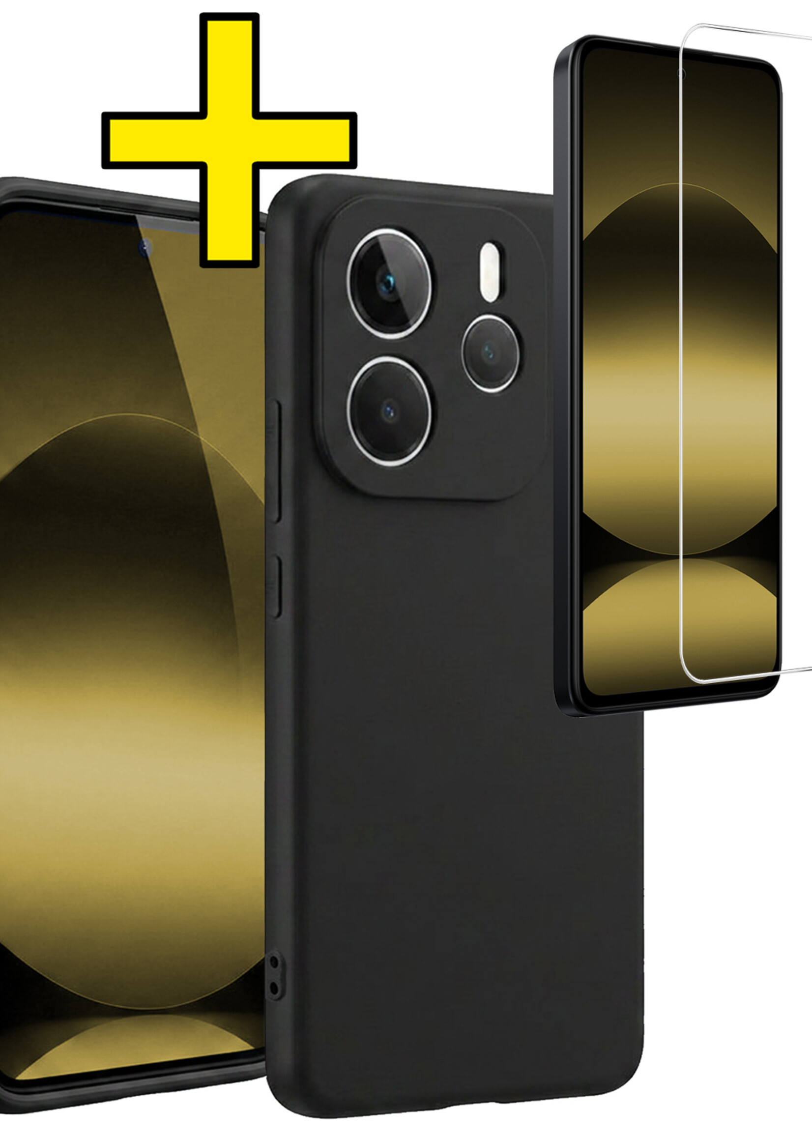 LUQ LUQ Xiaomi Redmi Note 14 5G Hoesje Siliconen Met Screenprotector - Zwart