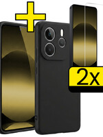 LUQ LUQ Xiaomi Redmi Note 14 5G Hoesje Siliconen Met 2x Screenprotector - Zwart