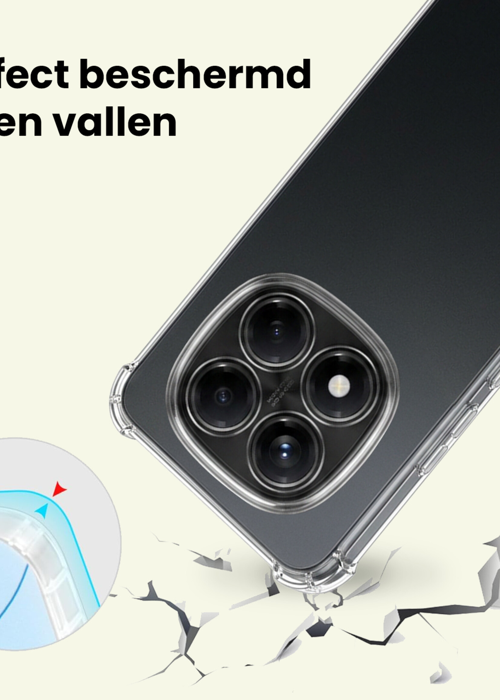 LUQ LUQ Xiaomi Redmi Note 14 Pro 5G Hoesje Shockproof - Transparant - 2 PACK