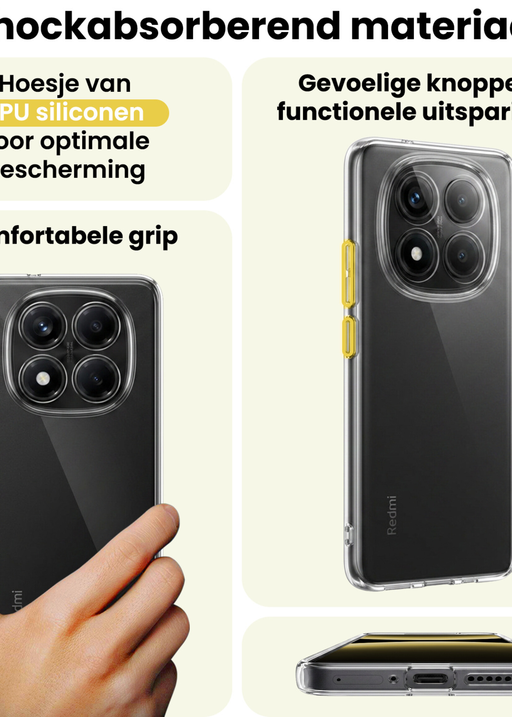 LUQ LUQ Xiaomi Redmi Note 14 Pro 5G Hoesje Siliconen - Transparant