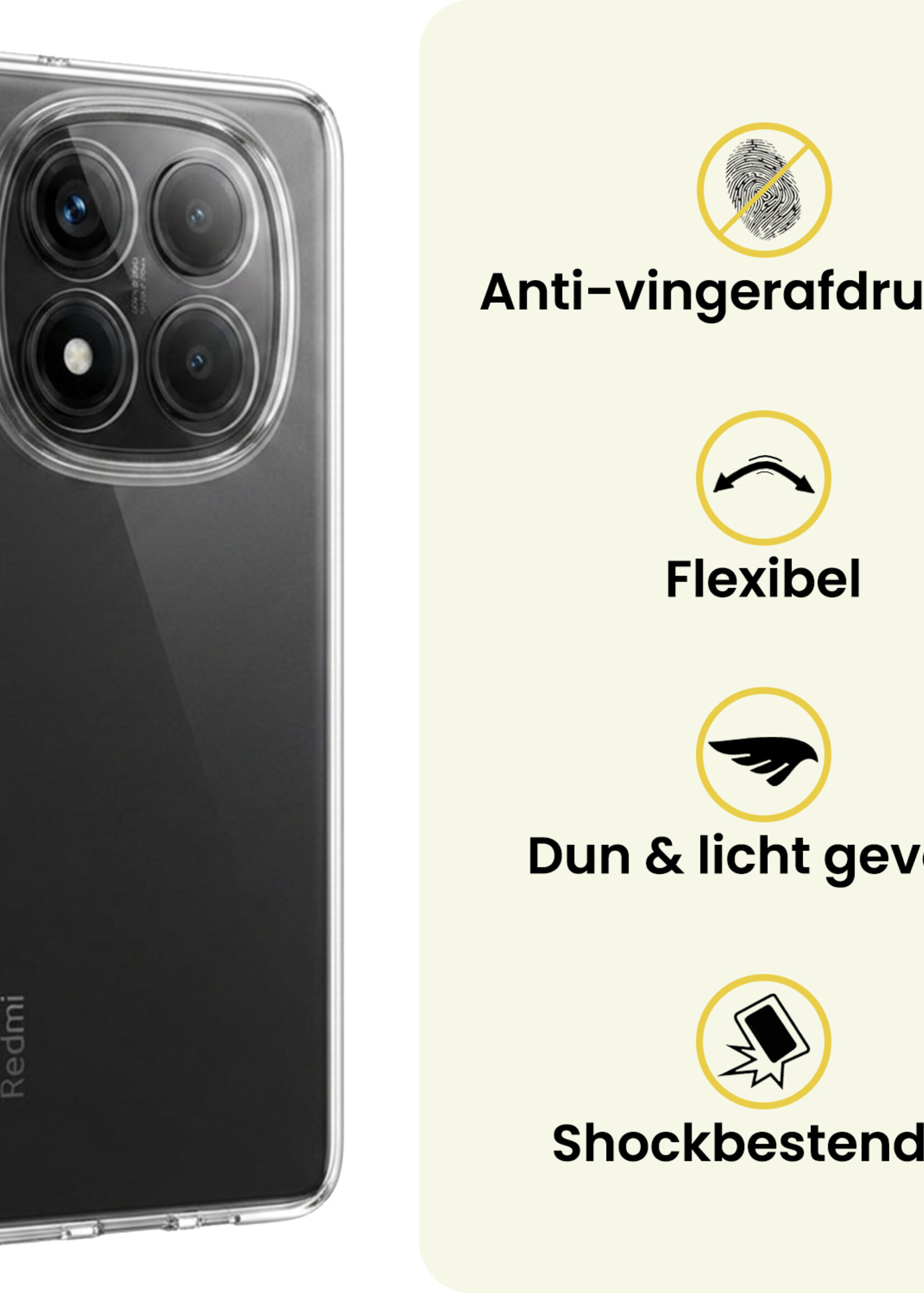 LUQ LUQ Xiaomi Redmi Note 14 Pro 5G Hoesje Siliconen Met Screenprotector - Transparant