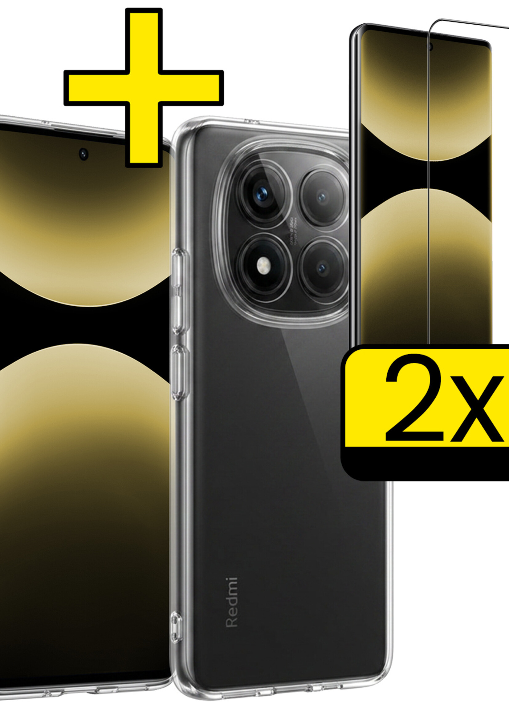 LUQ LUQ Xiaomi Redmi Note 14 Pro 5G Hoesje Siliconen Met 2x Screenprotector - Transparant
