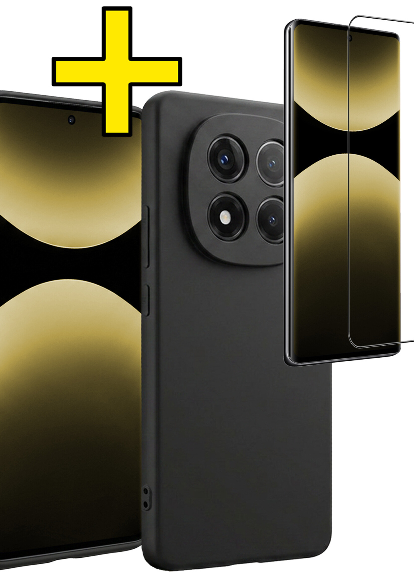 LUQ LUQ Xiaomi Redmi Note 14 Pro 5G Hoesje Siliconen Met Screenprotector - Zwart
