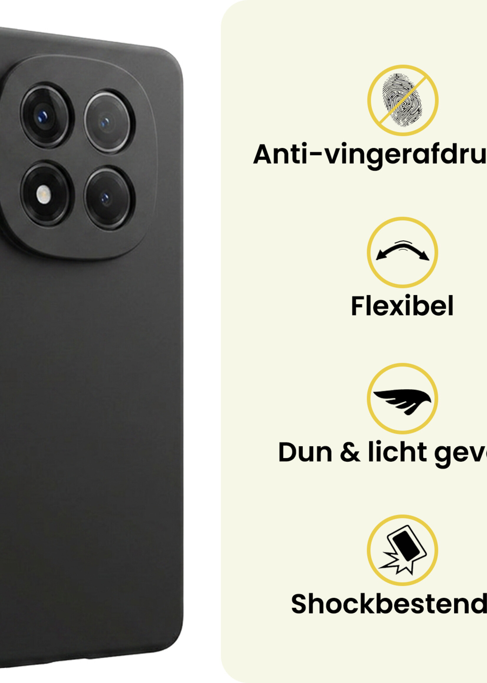 LUQ LUQ Xiaomi Redmi Note 14 Pro 5G Hoesje Siliconen Met Screenprotector - Zwart