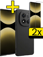 LUQ LUQ Xiaomi Redmi Note 14 Pro 5G Hoesje Siliconen Met 2x Screenprotector - Zwart