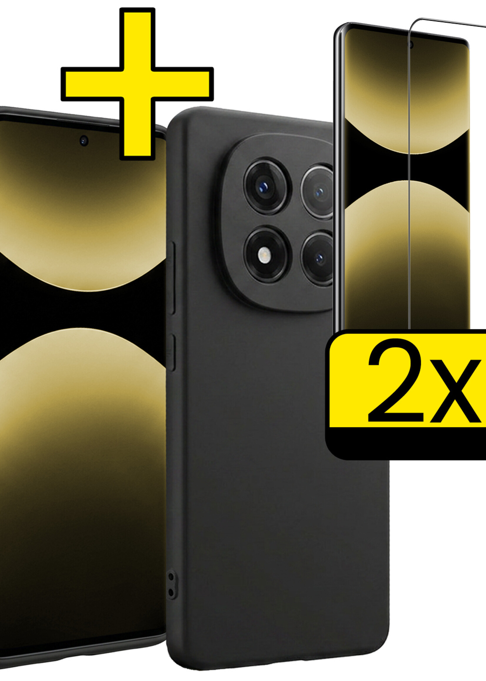 LUQ LUQ Xiaomi Redmi Note 14 Pro 5G Hoesje Siliconen Met 2x Screenprotector - Zwart