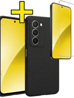 LUQ LUQ Xiaomi 15 Hoesje Siliconen Met Screenprotector - Zwart