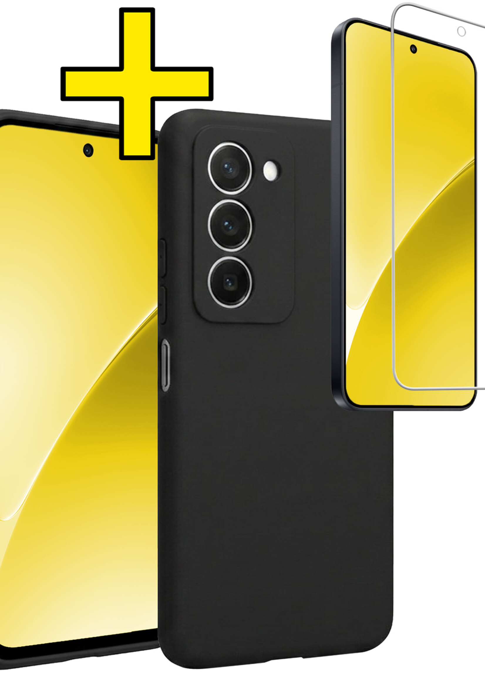 LUQ LUQ Xiaomi 15 Hoesje Siliconen Met Screenprotector - Zwart