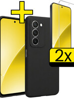LUQ LUQ Xiaomi 15 Hoesje Siliconen Met 2x Screenprotector - Zwart