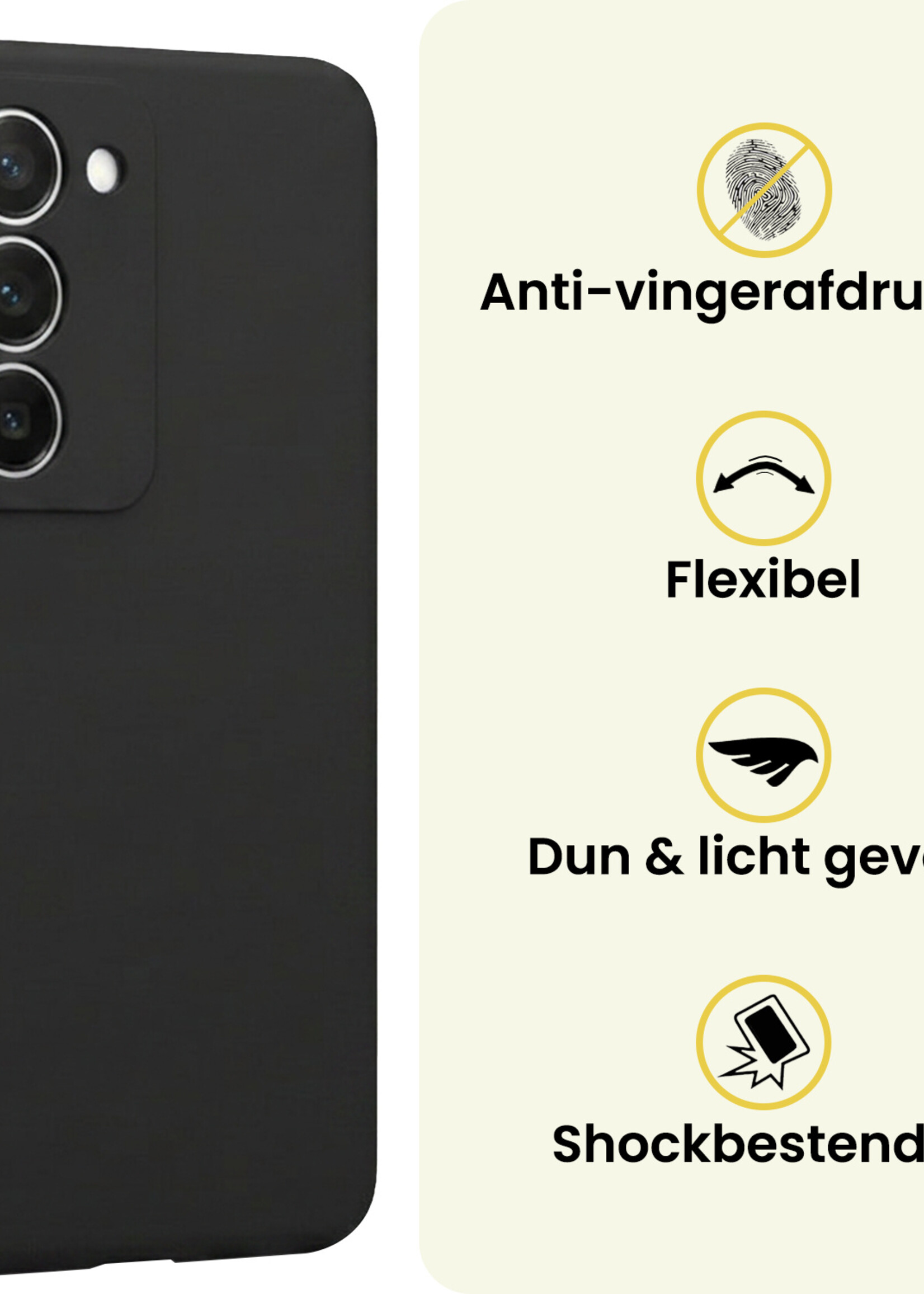 LUQ LUQ Xiaomi 15 Hoesje Siliconen Met 2x Screenprotector - Zwart