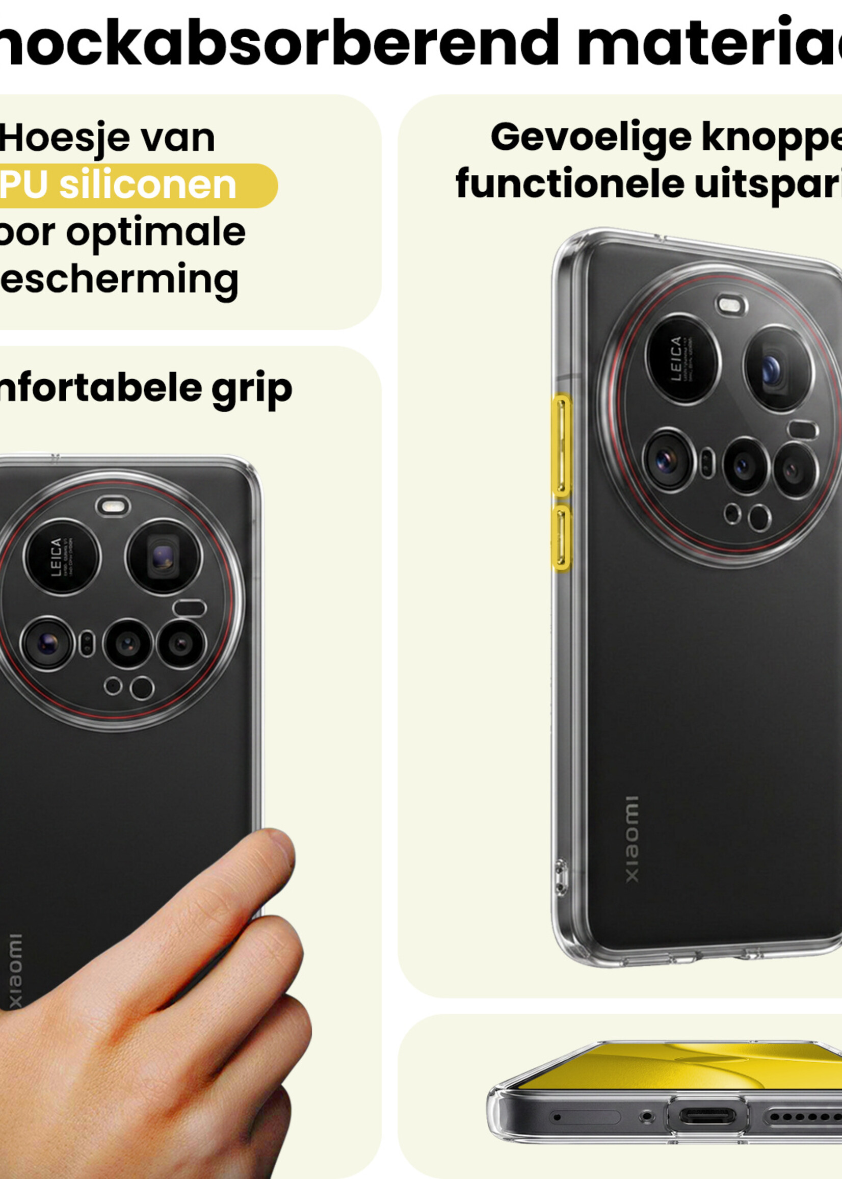 LUQ LUQ Xiaomi 15 Ultra Hoesje Siliconen Met 2x Screenprotector - Transparant