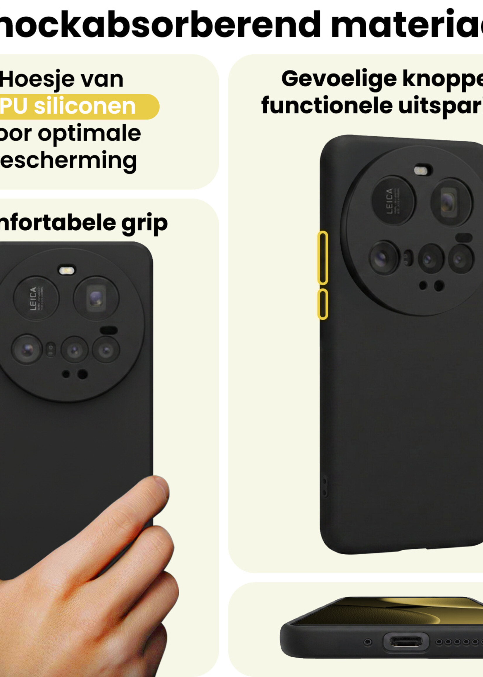 LUQ LUQ Xiaomi 15 Ultra Hoesje Siliconen Met 2x Screenprotector - Zwart