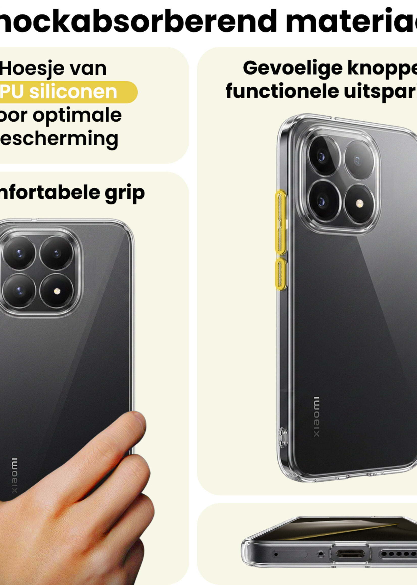 LUQ LUQ Xiaomi 15T Hoesje Siliconen Met 2x Screenprotector - Transparant