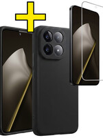 LUQ LUQ Xiaomi 15T Hoesje Siliconen Met Screenprotector - Zwart