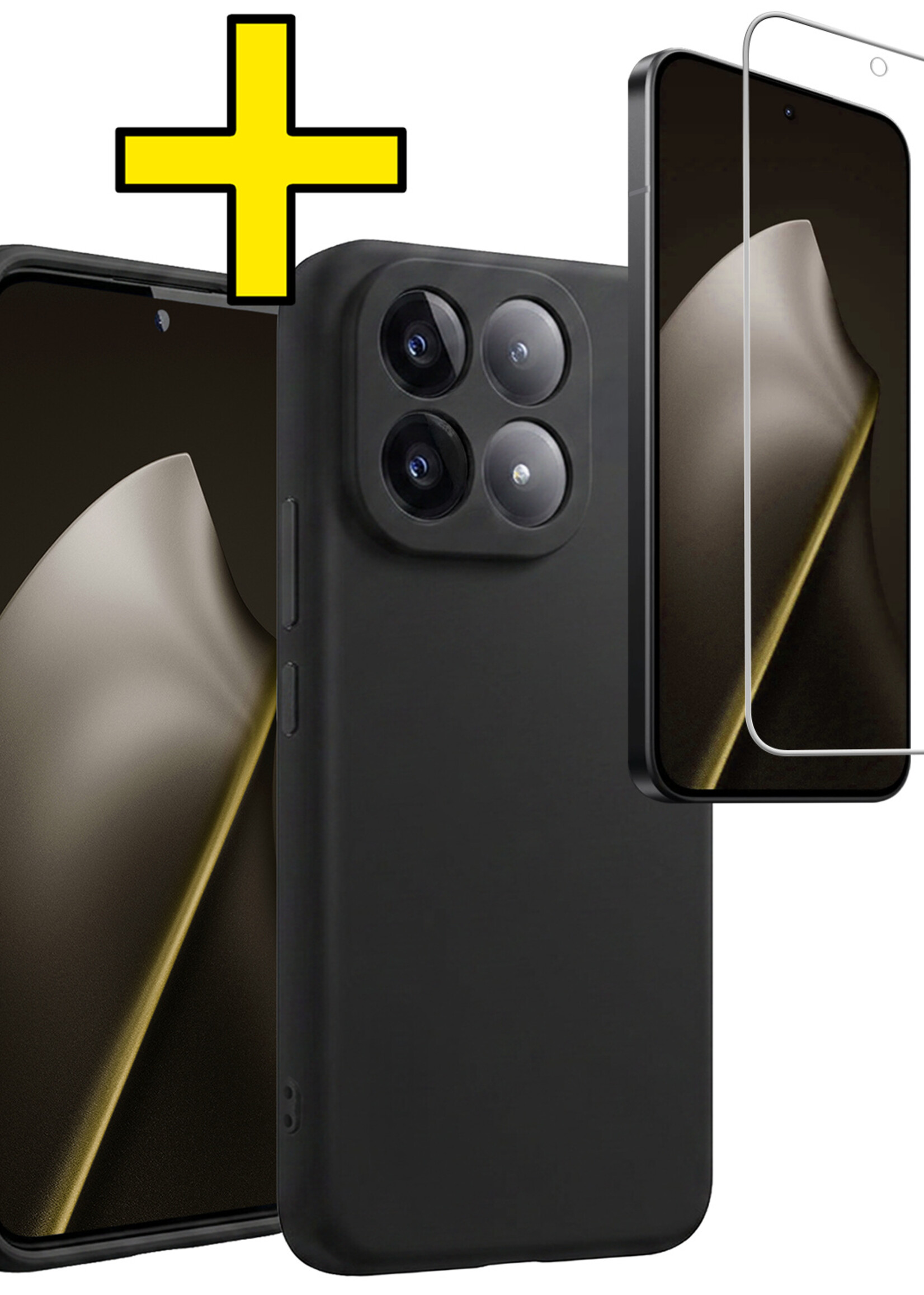 LUQ LUQ Xiaomi 15T Hoesje Siliconen Met Screenprotector - Zwart