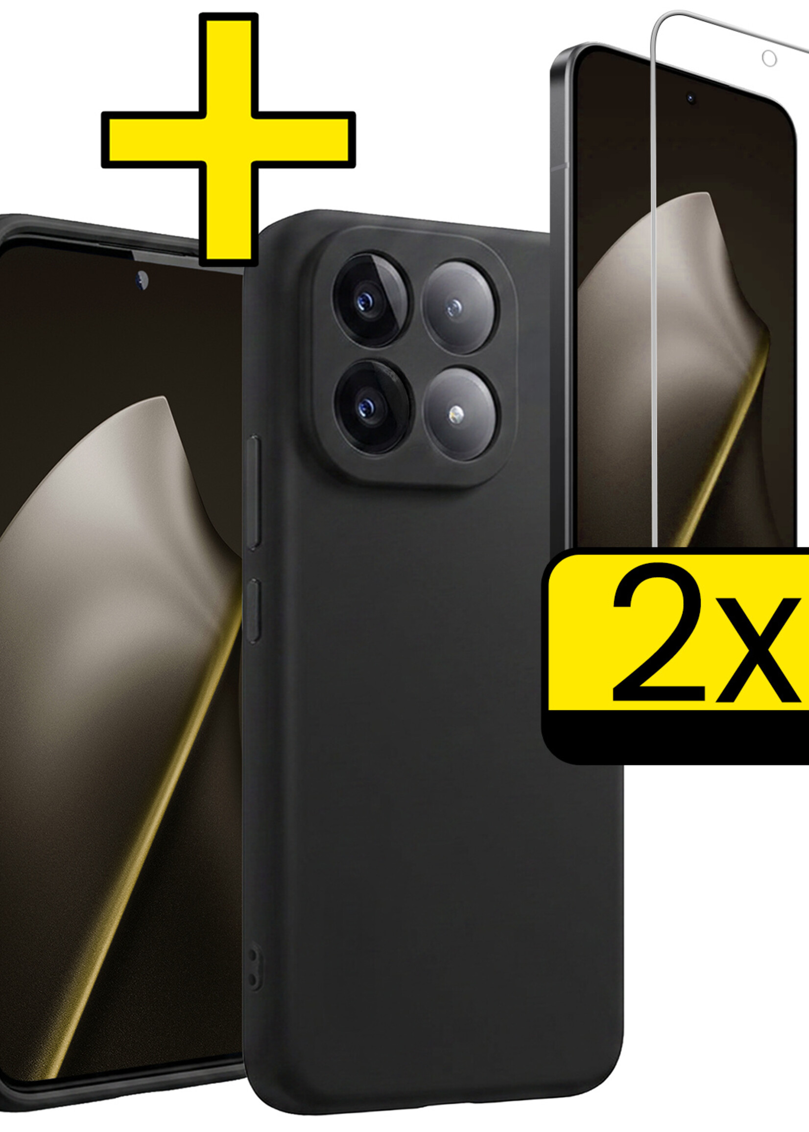 LUQ LUQ Xiaomi 15T Hoesje Siliconen Met 2x Screenprotector - Zwart