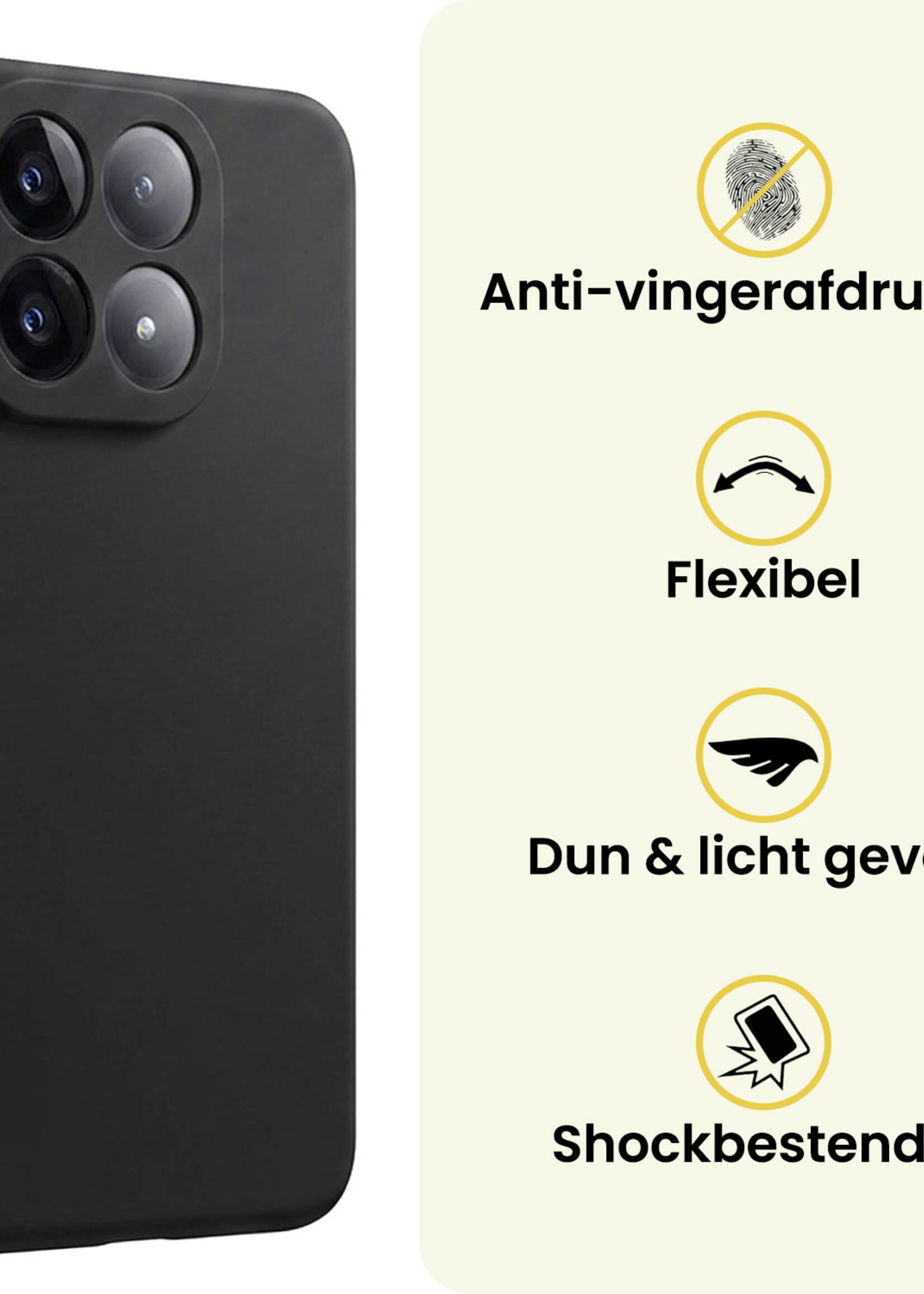 LUQ LUQ Xiaomi 15T Hoesje Siliconen Met 2x Screenprotector - Zwart