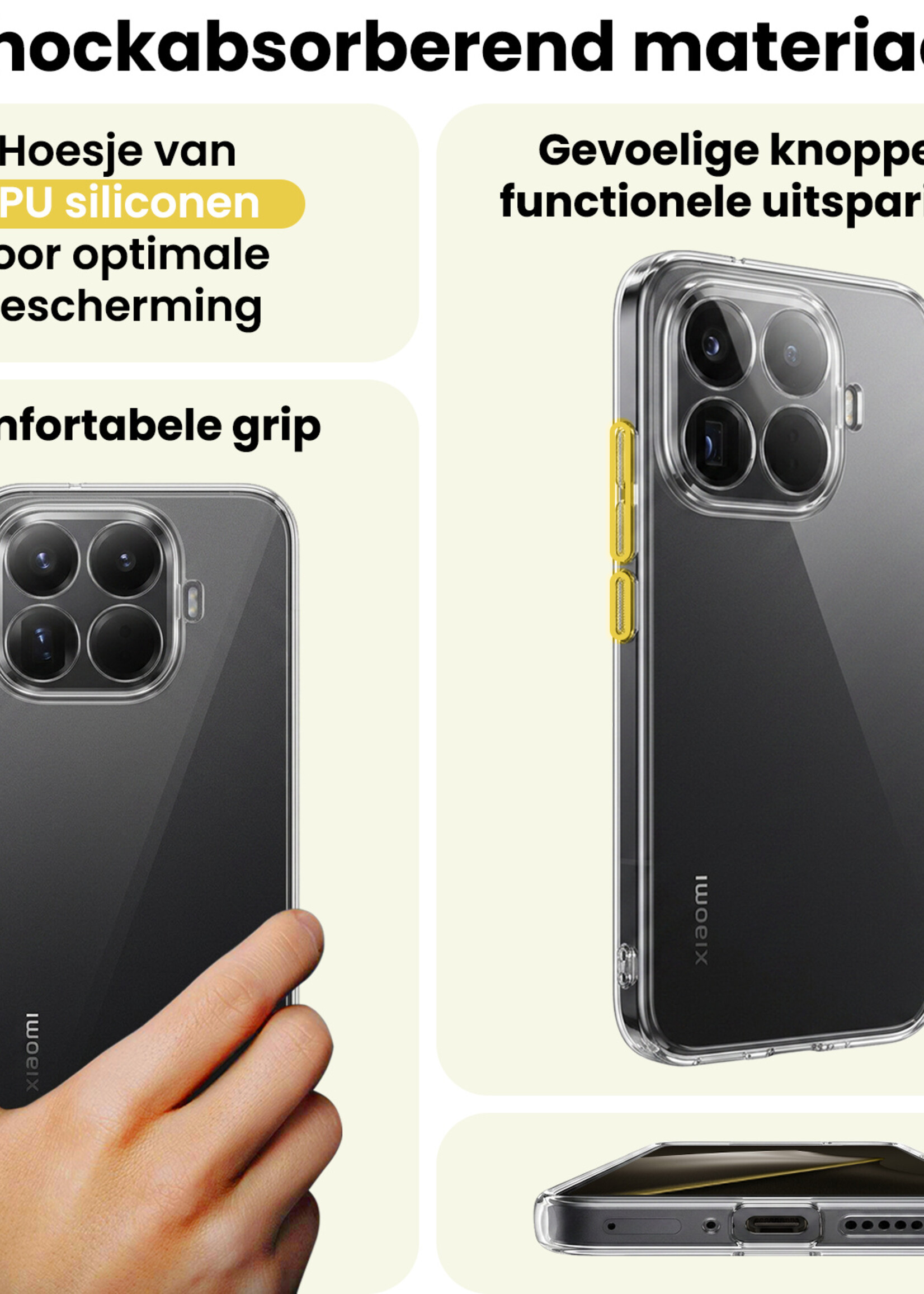LUQ LUQ Xiaomi 15T Pro Hoesje Siliconen Met Screenprotector - Transparant