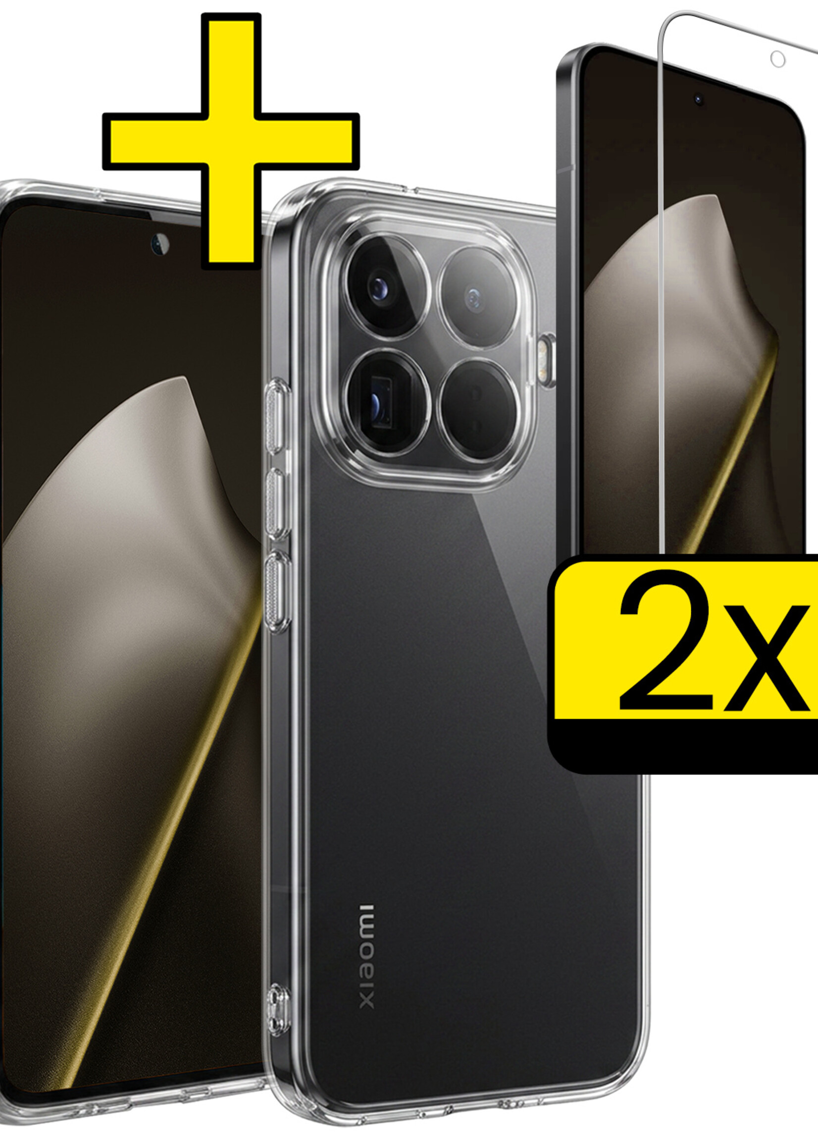 LUQ LUQ Xiaomi 15T Pro Hoesje Siliconen Met 2x Screenprotector - Transparant