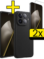 LUQ LUQ Xiaomi 15T Pro Hoesje Siliconen Met 2x Screenprotector - Zwart