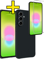 LUQ LUQ Samsung Galaxy A27 Hoesje Siliconen Met Screenprotector - Donkerblauw