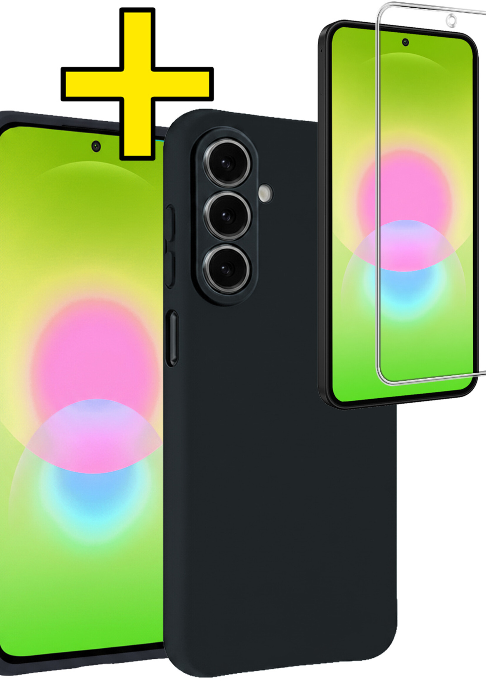 LUQ LUQ Samsung Galaxy A27 Hoesje Siliconen Met Screenprotector - Donkerblauw