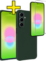 LUQ LUQ Samsung Galaxy A27 Hoesje Siliconen Met Screenprotector - Donkergroen