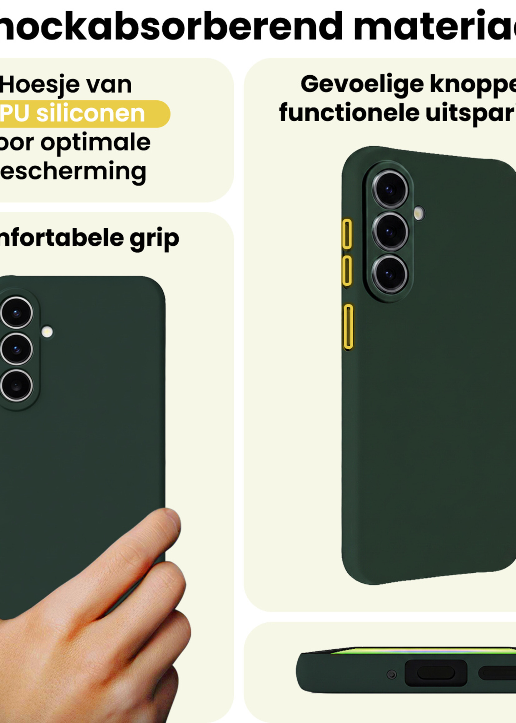 LUQ LUQ Samsung Galaxy A27 Hoesje Siliconen Met Screenprotector - Donkergroen