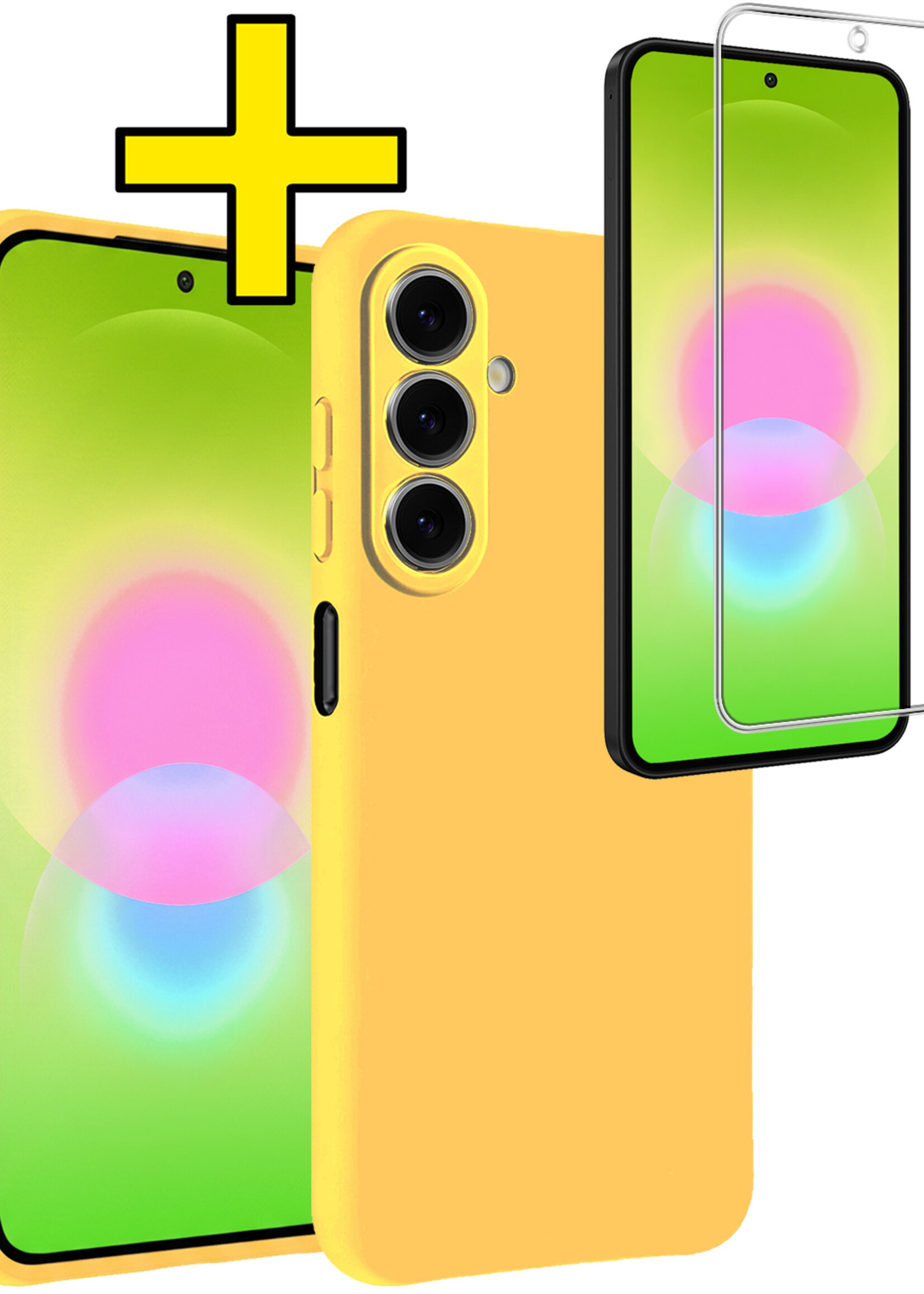 LUQ LUQ Samsung Galaxy A27 Hoesje Siliconen Met Screenprotector - Geel