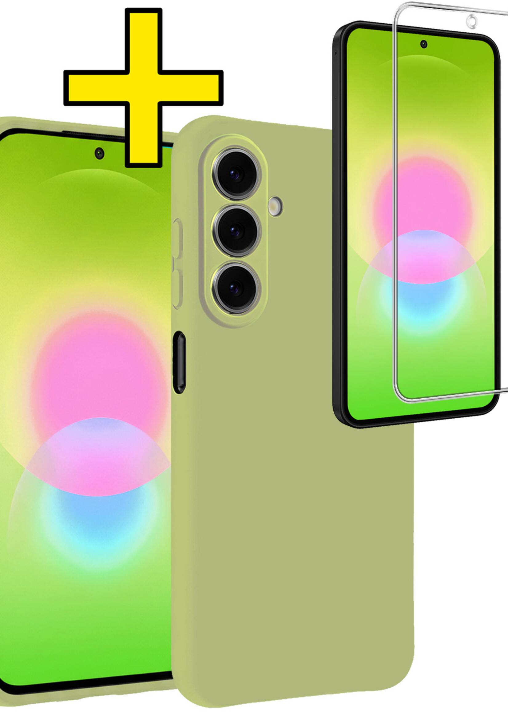 LUQ LUQ Samsung Galaxy A27 Hoesje Siliconen Met Screenprotector - Groen