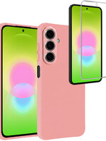 LUQ LUQ Samsung Galaxy A27 Hoesje Siliconen Met Screenprotector - Lichtroze