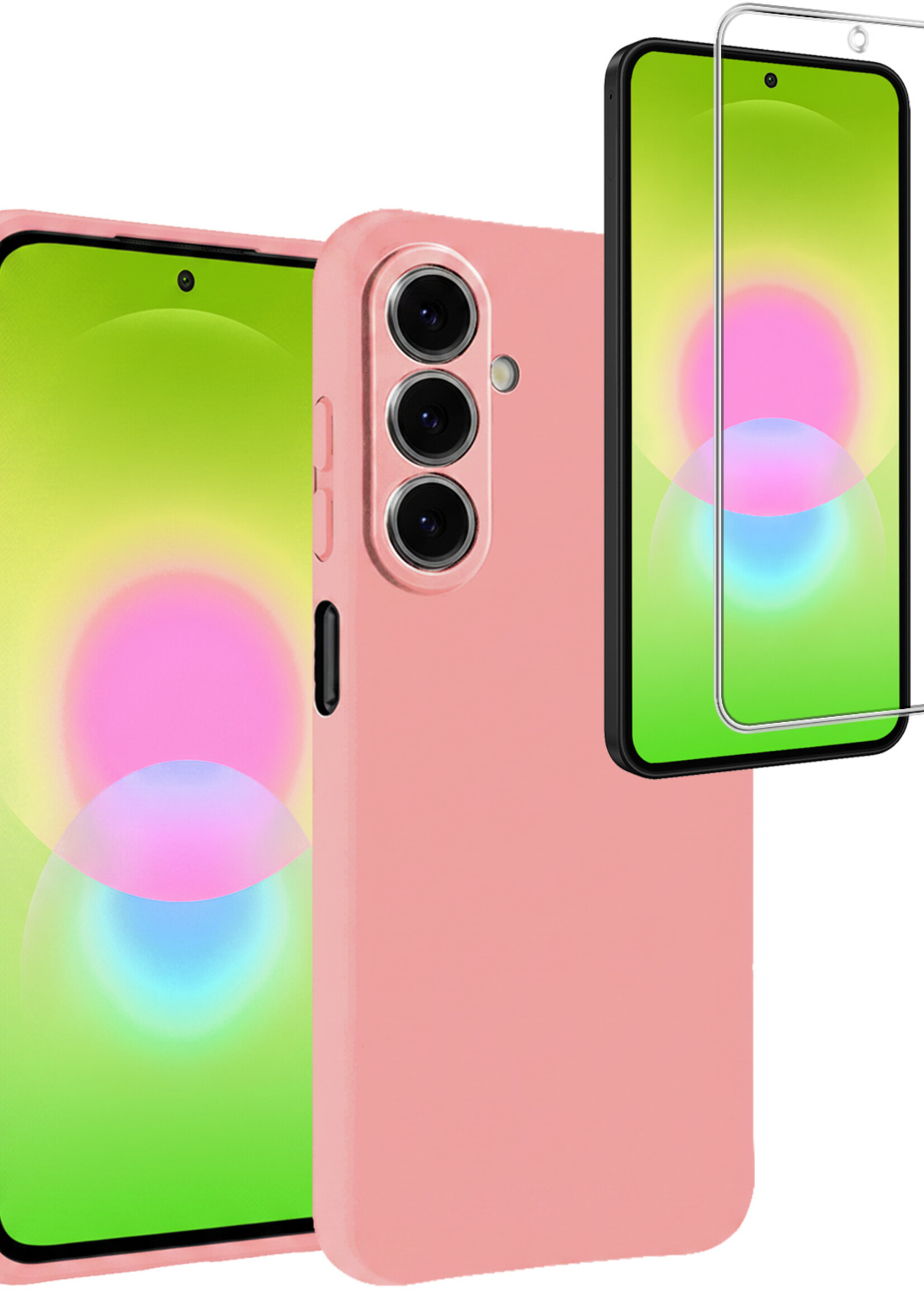 LUQ LUQ Samsung Galaxy A27 Hoesje Siliconen Met Screenprotector - Lichtroze