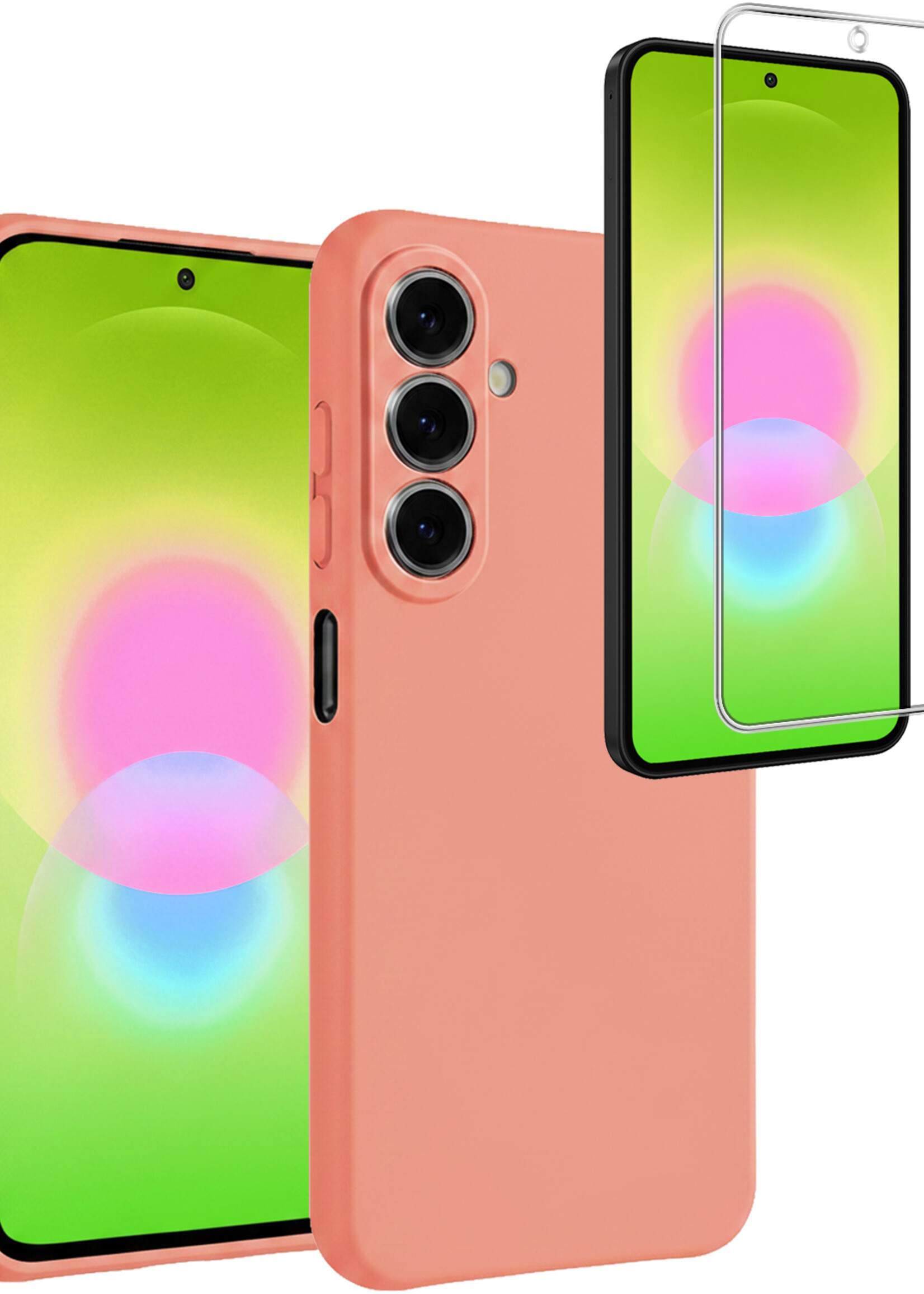LUQ LUQ Samsung Galaxy A27 Hoesje Siliconen Met Screenprotector - Perzik