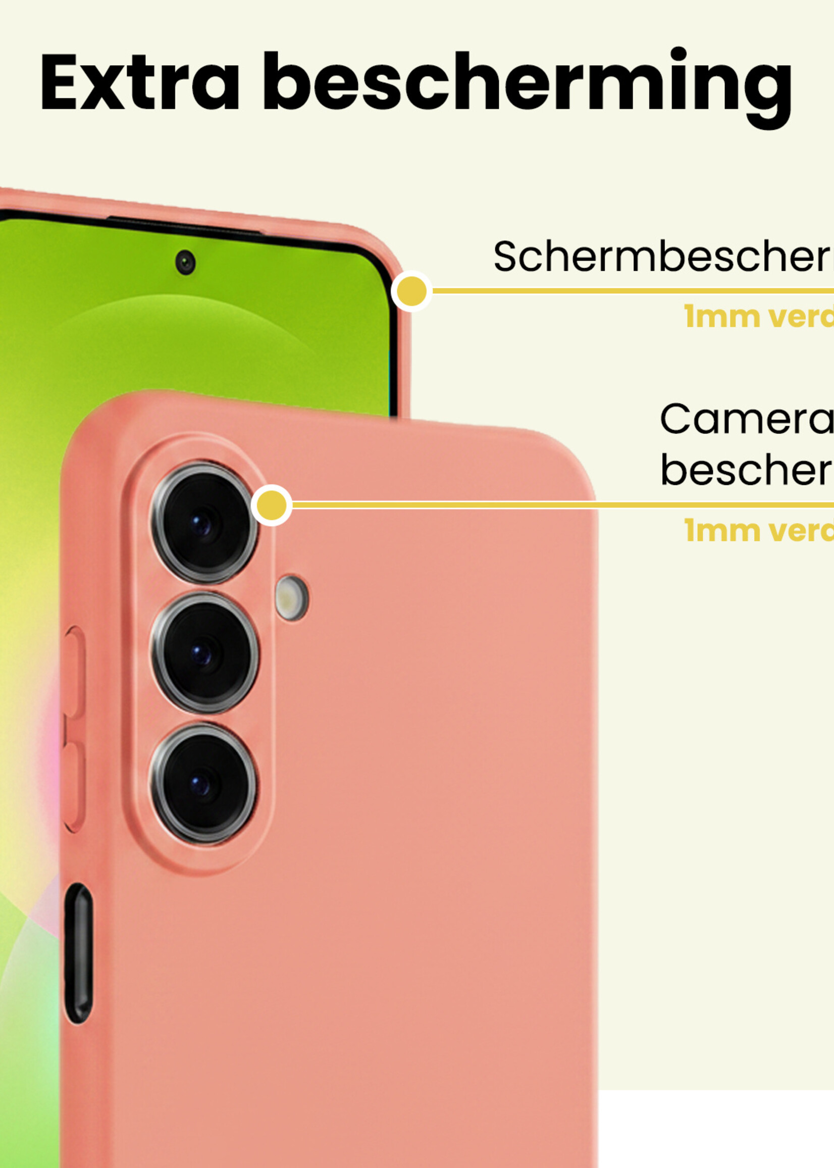 LUQ LUQ Samsung Galaxy A27 Hoesje Siliconen Met Screenprotector - Perzik