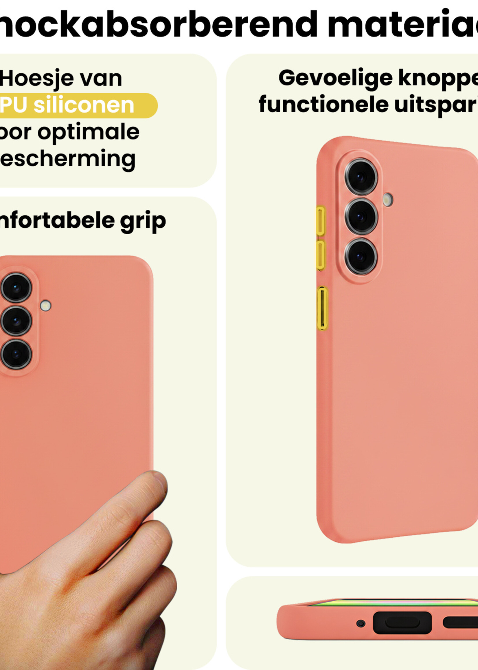 LUQ LUQ Samsung Galaxy A27 Hoesje Siliconen Met Screenprotector - Perzik