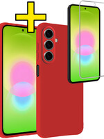 LUQ LUQ Samsung Galaxy A27 Hoesje Siliconen Met Screenprotector - Rood