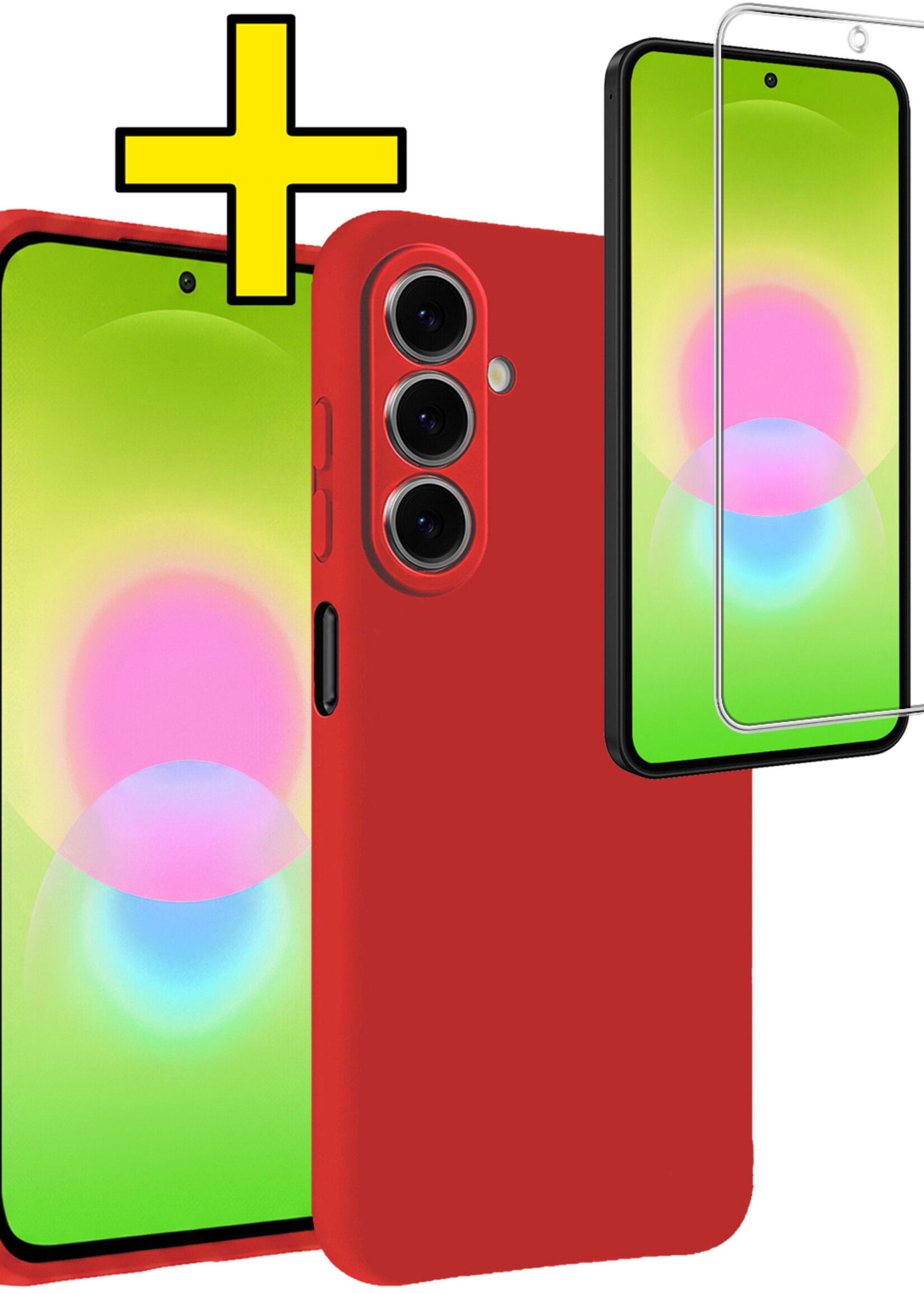 LUQ LUQ Samsung Galaxy A27 Hoesje Siliconen Met Screenprotector - Rood