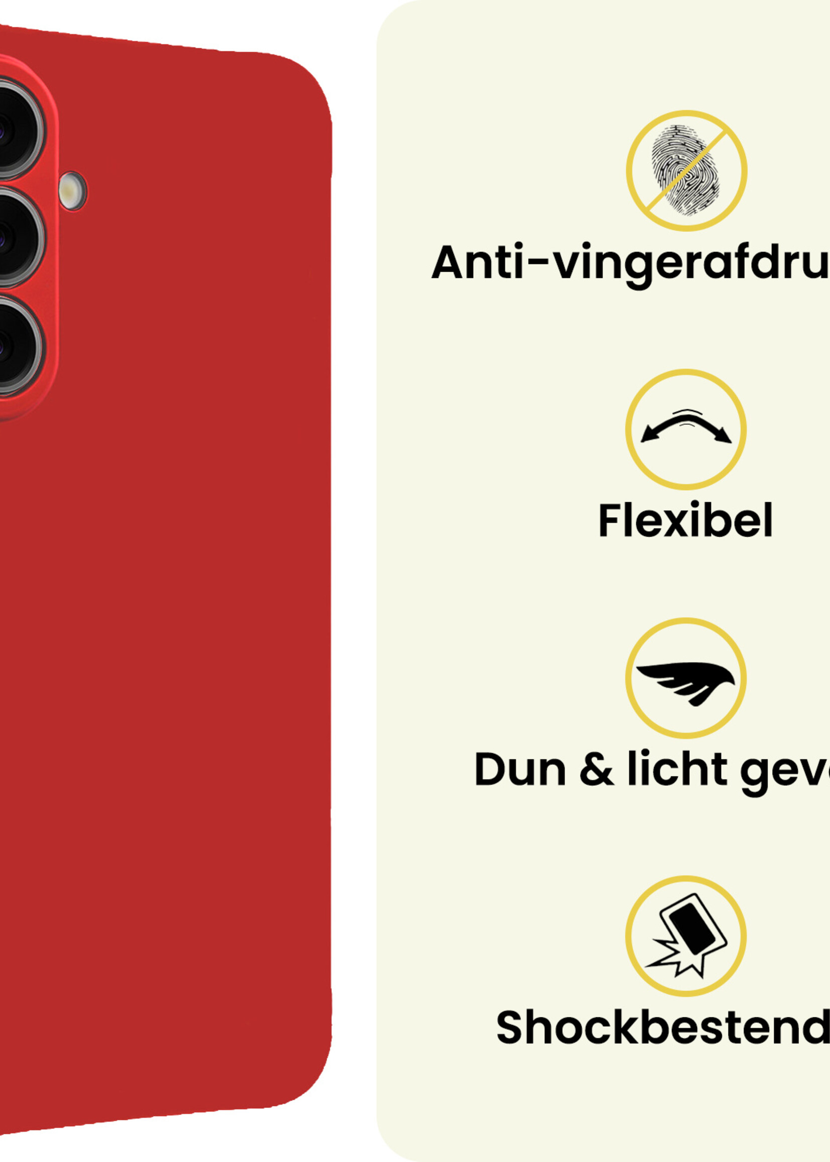 LUQ LUQ Samsung Galaxy A27 Hoesje Siliconen Met Screenprotector - Rood