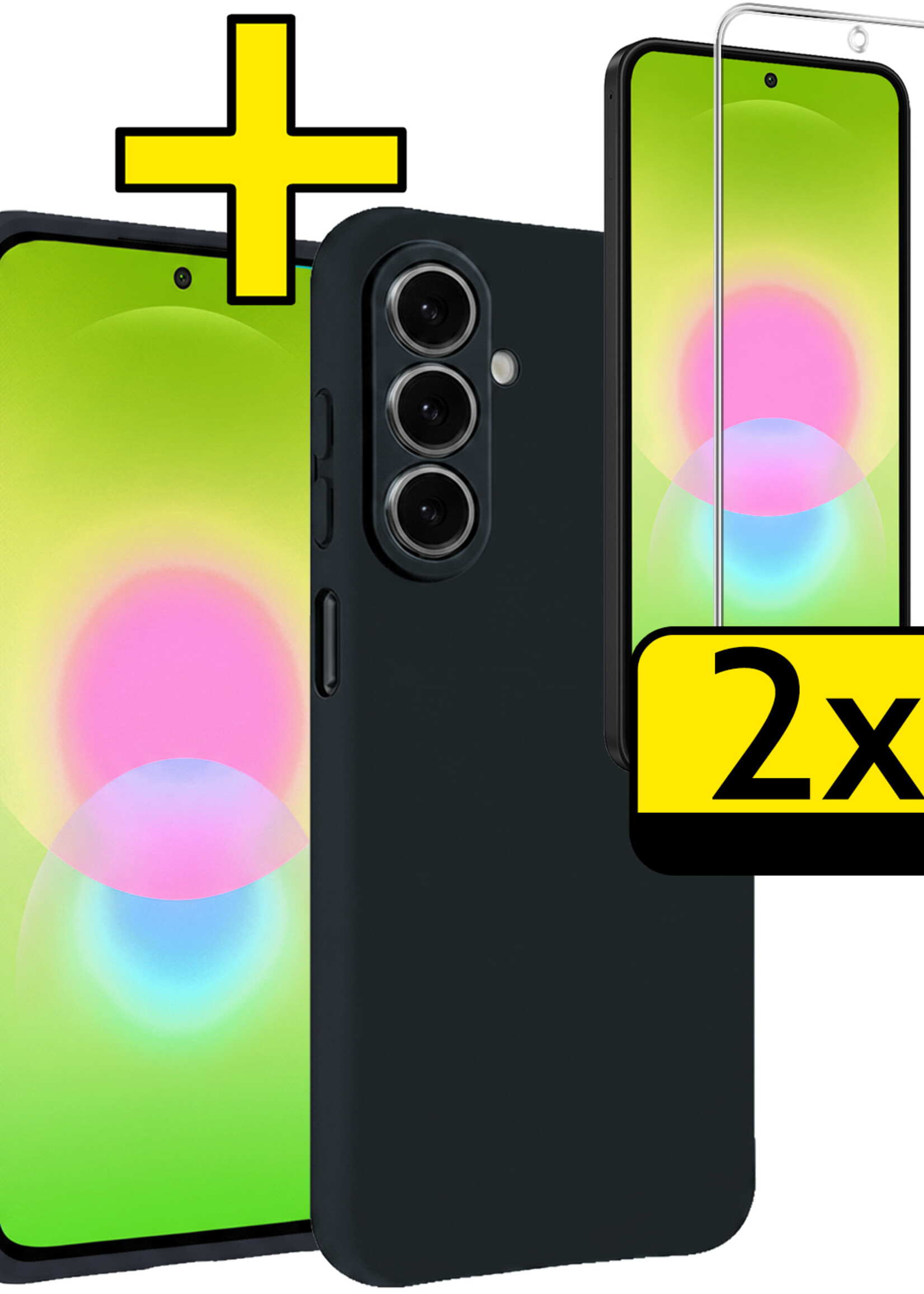 LUQ LUQ Samsung Galaxy A27 Hoesje Siliconen Met 2x Screenprotector - Donkerblauw