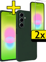 LUQ LUQ Samsung Galaxy A27 Hoesje Siliconen Met 2x Screenprotector - Donkergroen