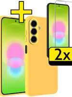 LUQ LUQ Samsung Galaxy A27 Hoesje Siliconen Met 2x Screenprotector - Geel