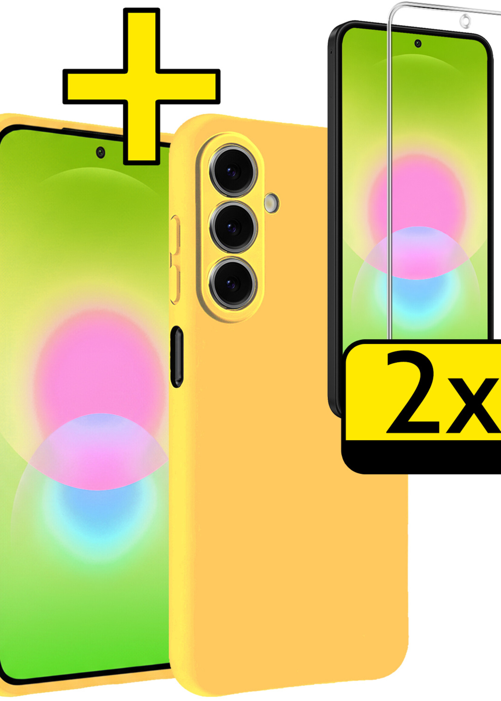 LUQ LUQ Samsung Galaxy A27 Hoesje Siliconen Met 2x Screenprotector - Geel