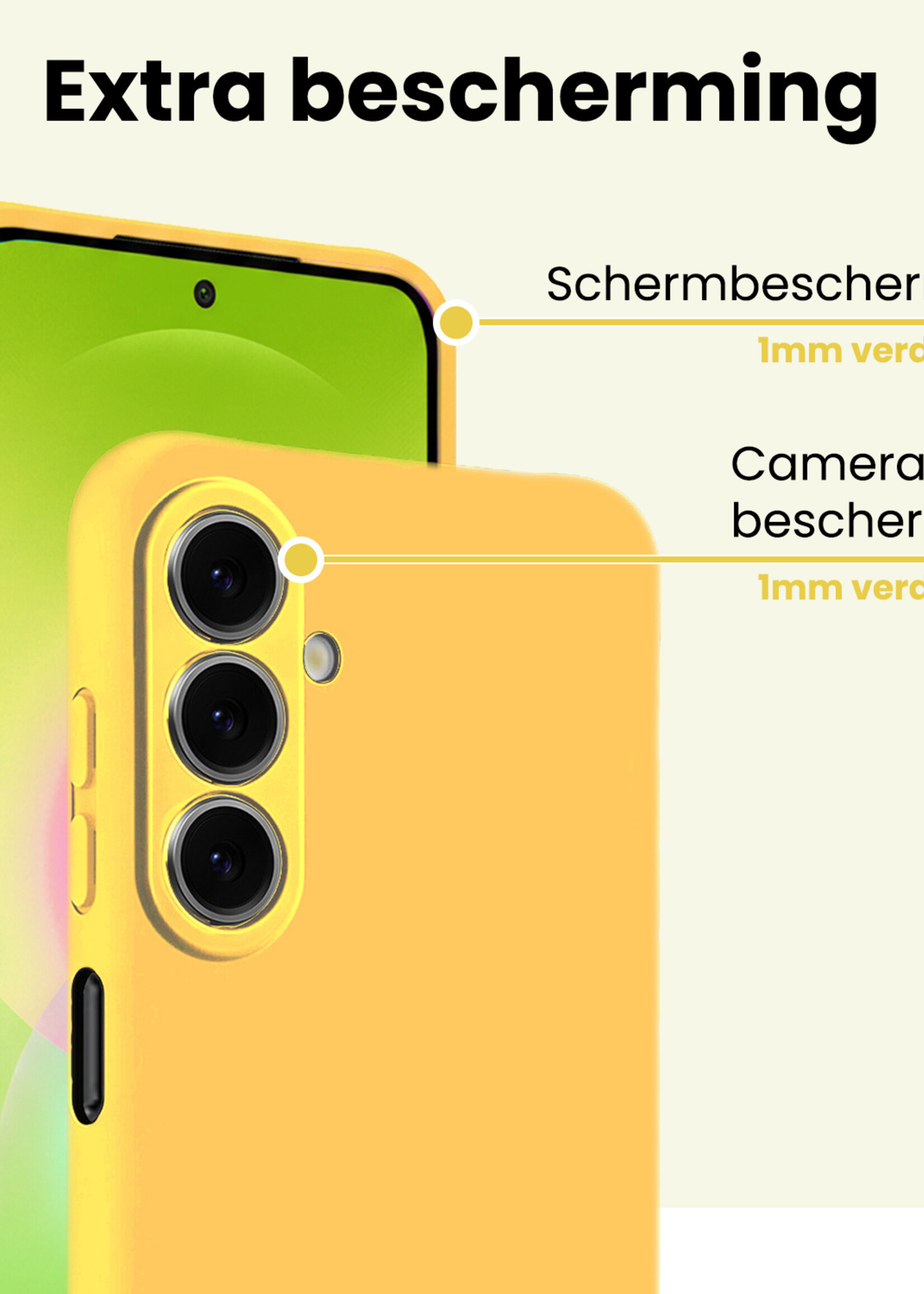 LUQ LUQ Samsung Galaxy A27 Hoesje Siliconen Met 2x Screenprotector - Geel