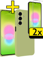 LUQ LUQ Samsung Galaxy A27 Hoesje Siliconen Met 2x Screenprotector - Groen