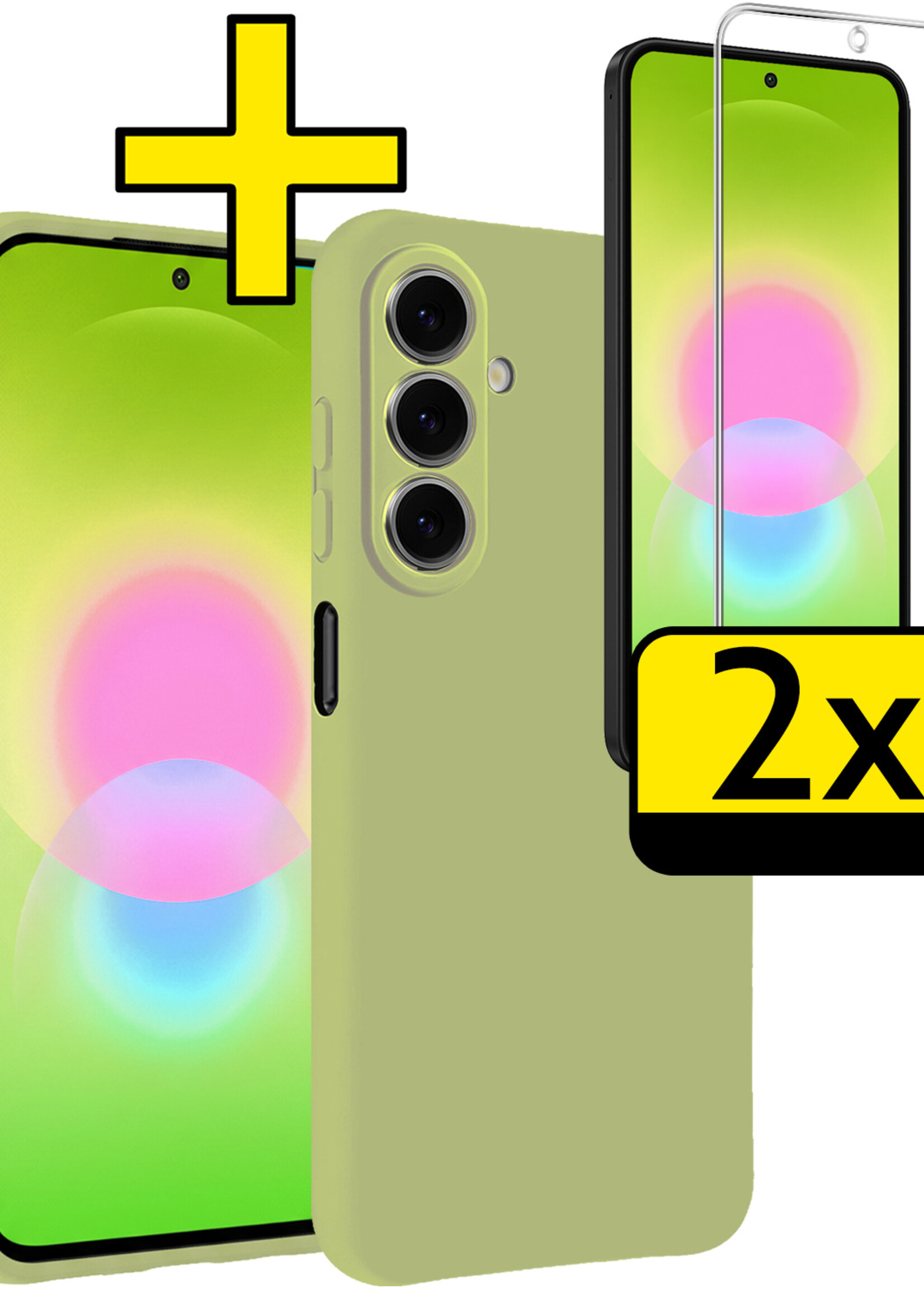 LUQ LUQ Samsung Galaxy A27 Hoesje Siliconen Met 2x Screenprotector - Groen