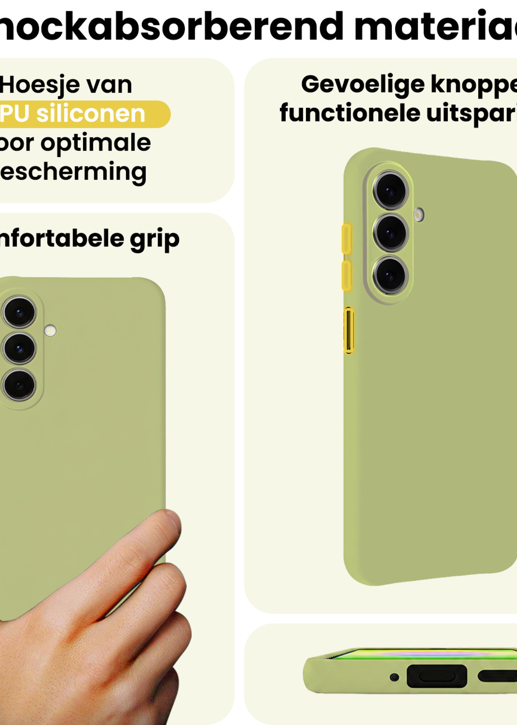 LUQ LUQ Samsung Galaxy A27 Hoesje Siliconen Met 2x Screenprotector - Groen